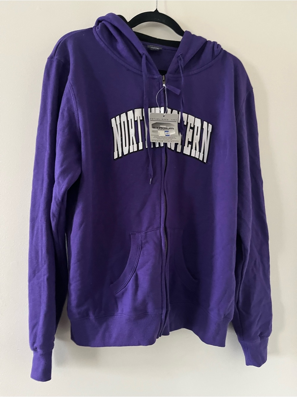 NWT Northwestern University Purple Full Zip Up Hoodie Logo Womens XL